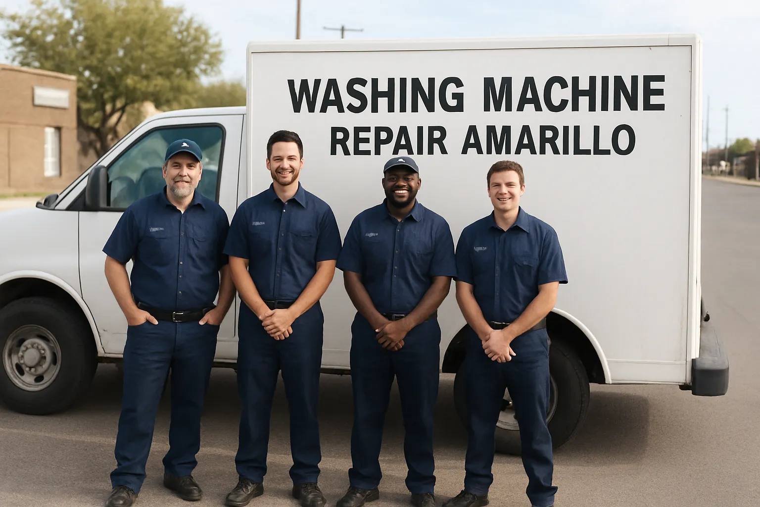 The Washing Machine Repair Amarillo technician team outside their service truck in Amarillo, TX