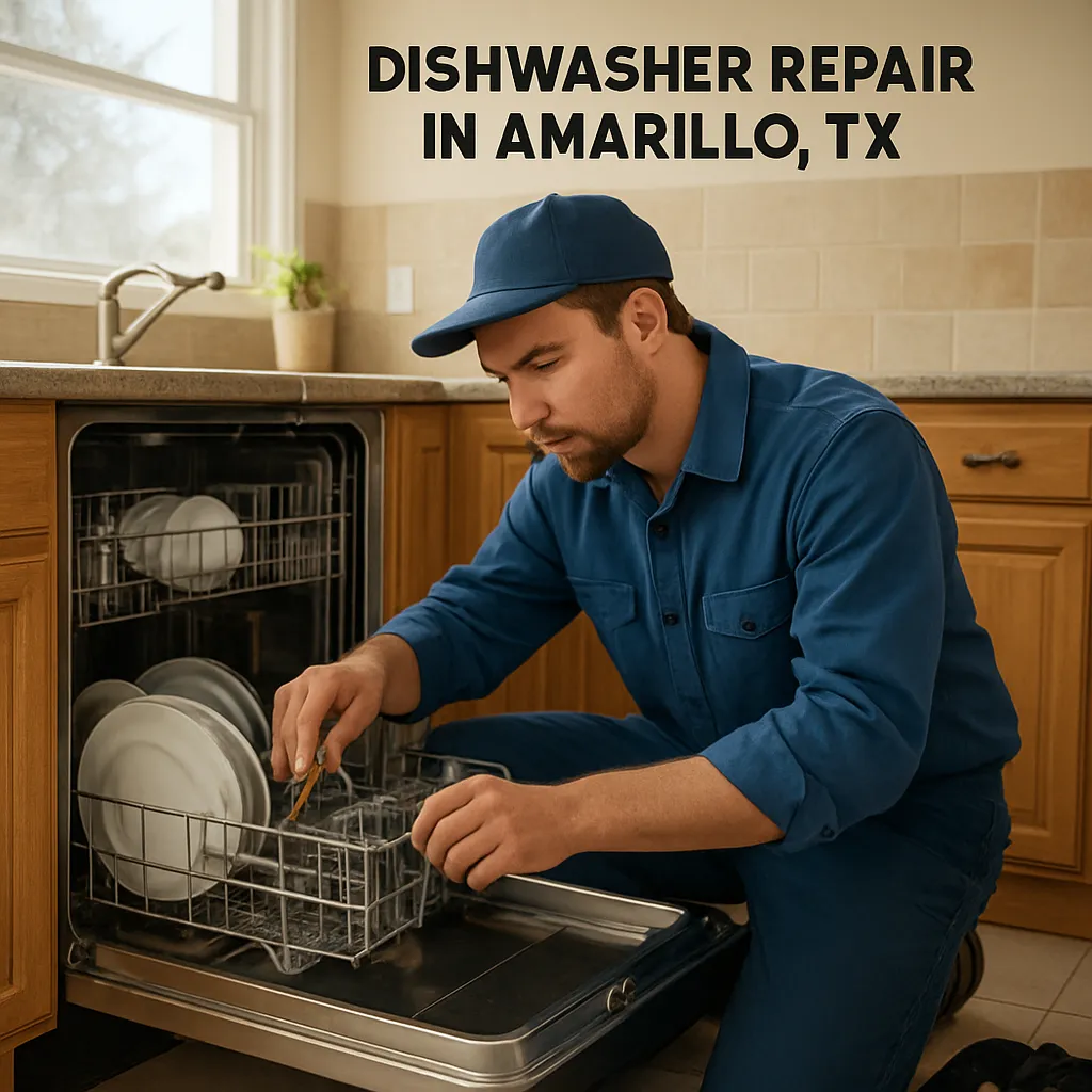 Dishwasher Repair technician working in an Amarillo home
